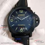 Perfect Replica Panerai Luminor Marina 44MM Watch - PAM00312 Black Case Black Face And Black Leather Strap
